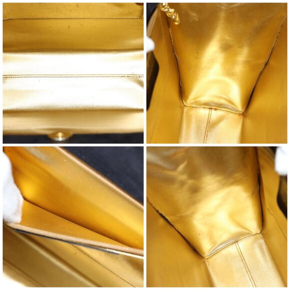 Salvatore Ferragamo Shoulder Bag Suede Black Gold Auth - Picture 15 of 16